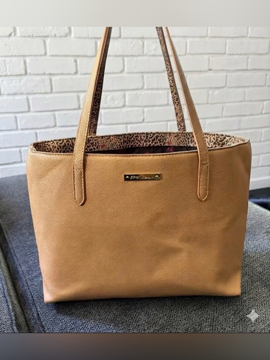Betsey Johnson Handbags - Betsey Johnson Camel Tote with Leopard Lining